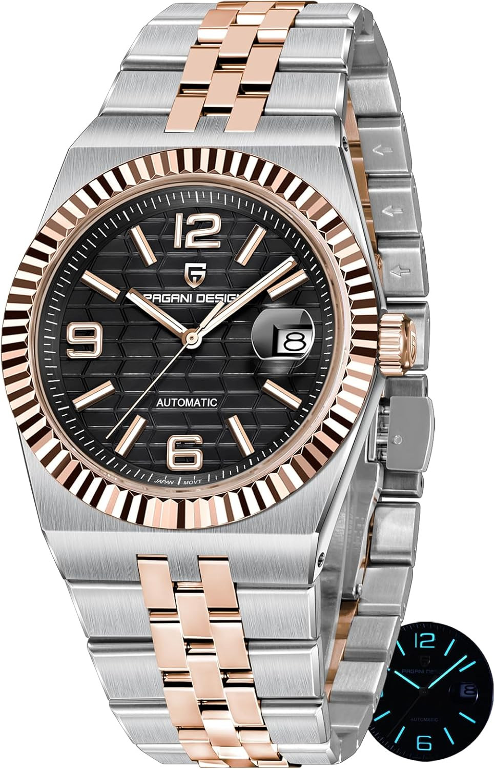 Men’s 40mm Automatic Mechanical Watch – Sapphire, 100M Waterproof, Luminous