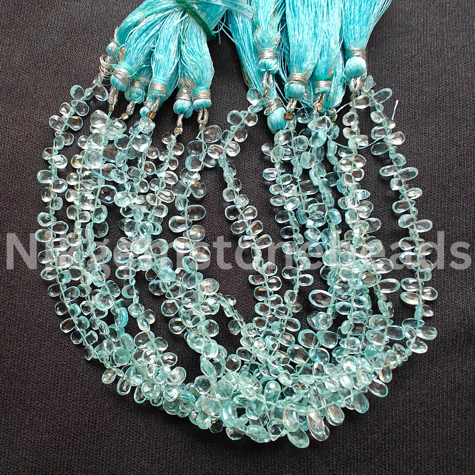 Natural Swiss Blue Topaz Beads, Briolette Faceted Pear Cut Stone, 5.25-6.25 MM.