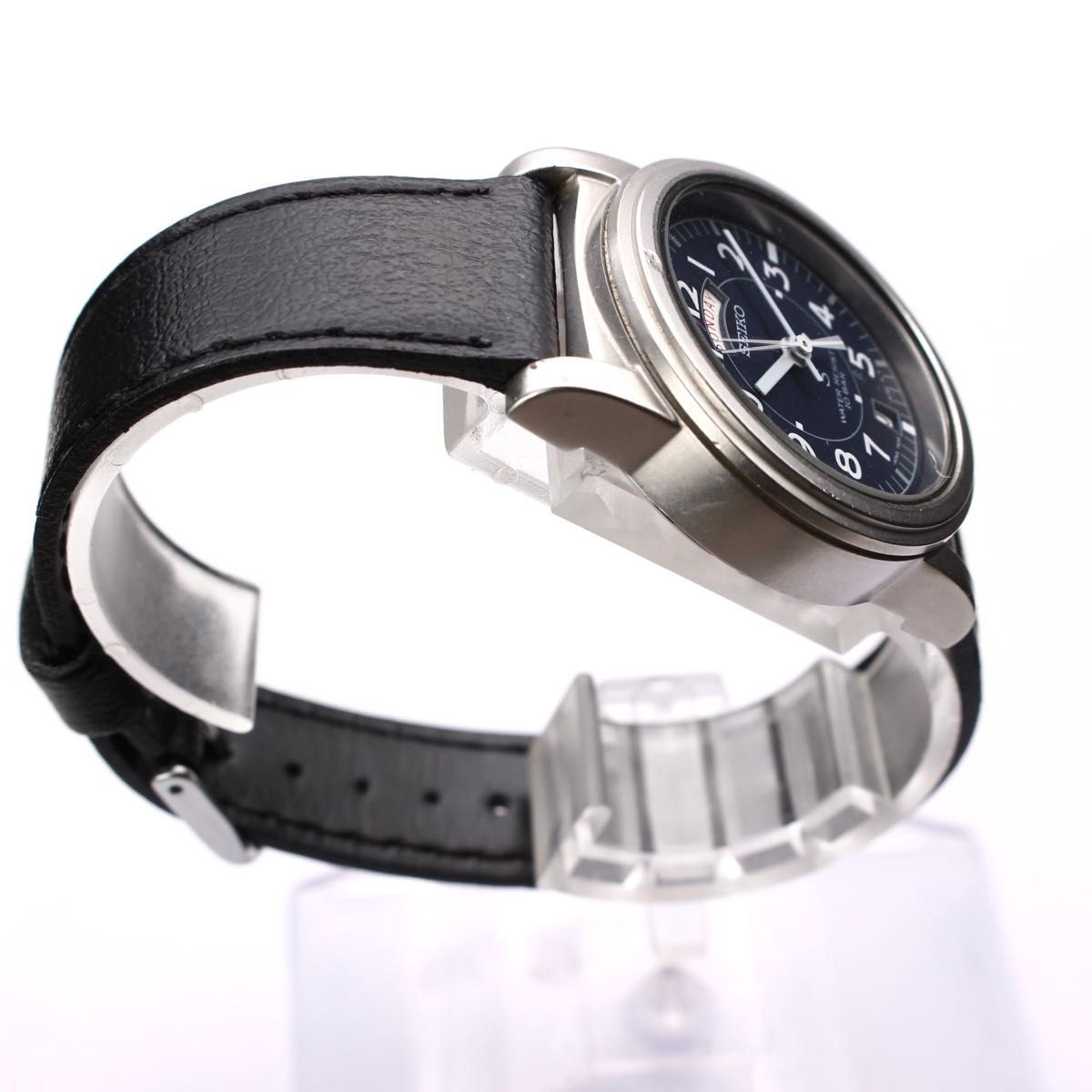 SEIKO SUS Quartz Watch 7N33-6050 Analog Military Navy Dial Stainless Steel 32mm