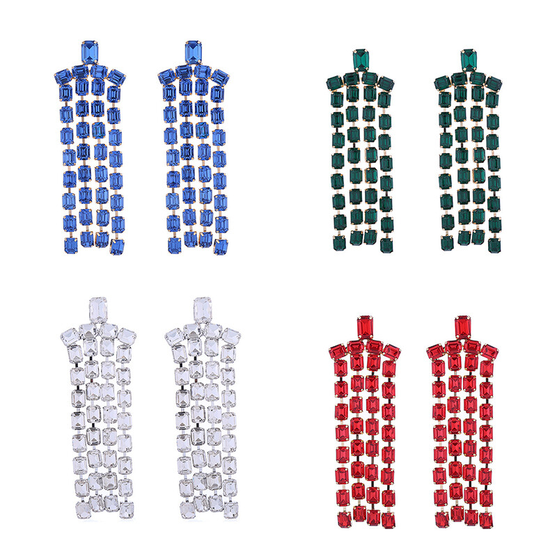 Earrings High-Grade Personality Exaggerated Trend Diamond Women Long Fringe