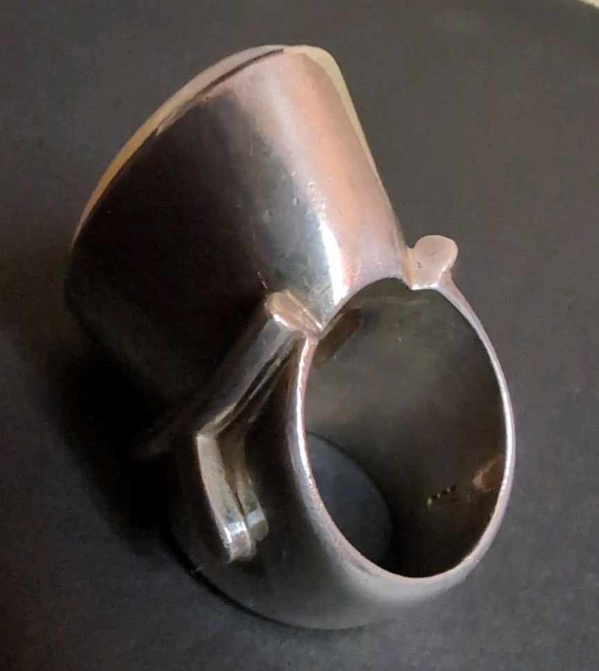 Heavy 925 Sterling Silver MOP Ring 40g Modernist Statement Size 6.75