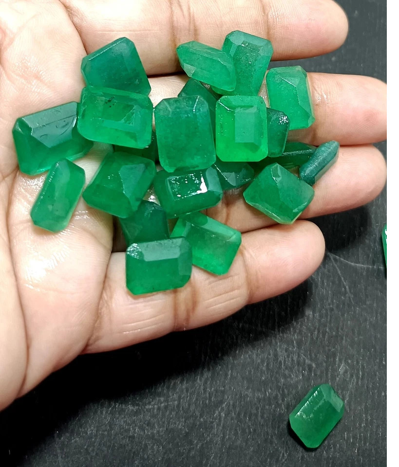 105 Ct NATURAL Colombian Emerald Certified Emerald Cut GEMSTONE Mix Size LOT A+
