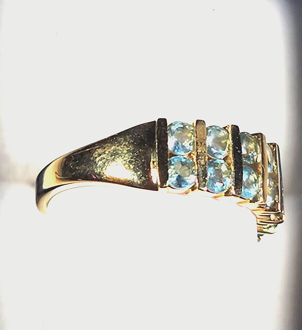 Light Paraiba Apatite ring in vermeil 14K Yellow Gold on 925 SS 1.90 cts sz 9