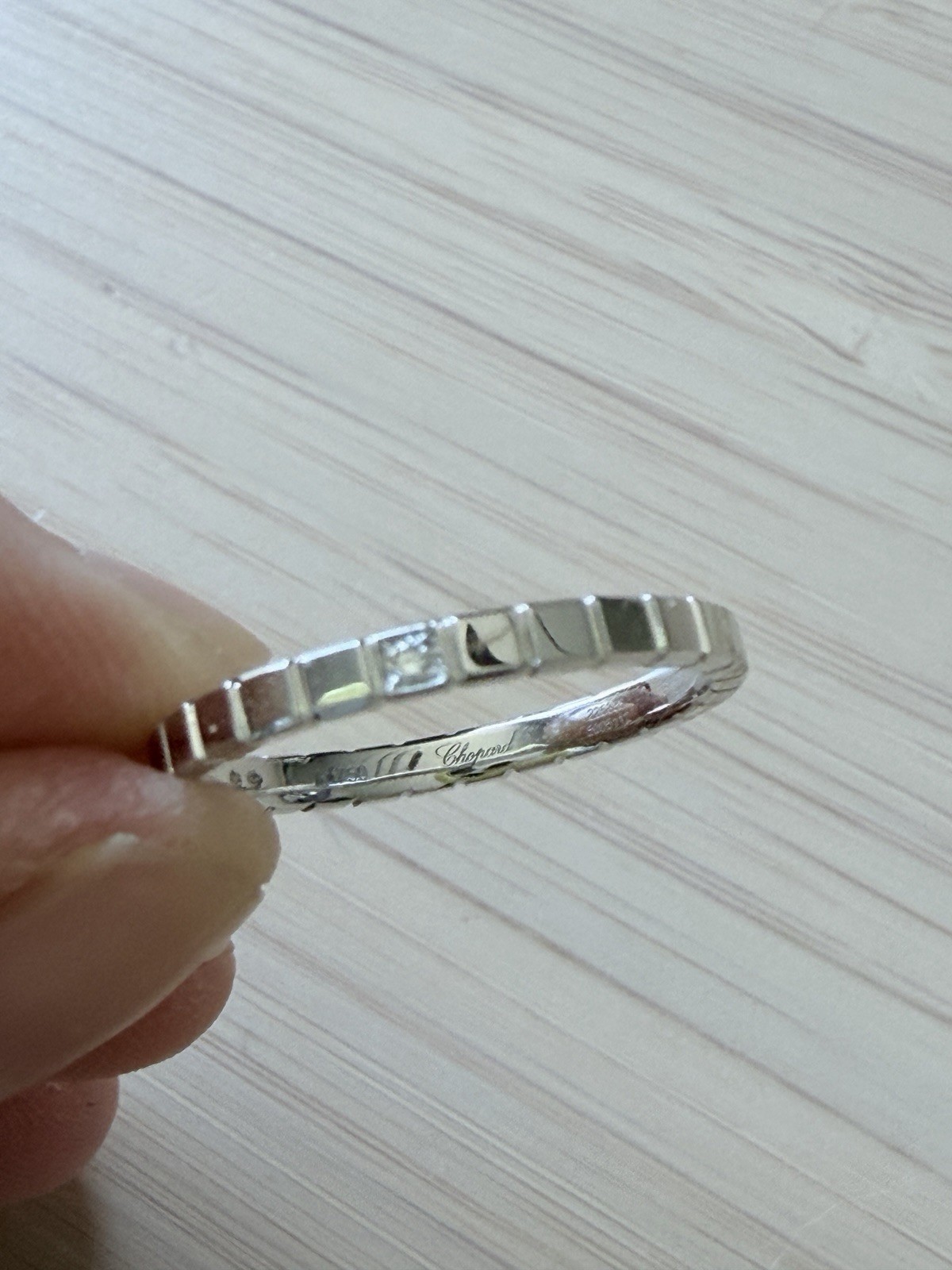 Solid 18K White Gold Custom Ice Cube Ring 1 lap diamond 2 mm Size 6 (52)