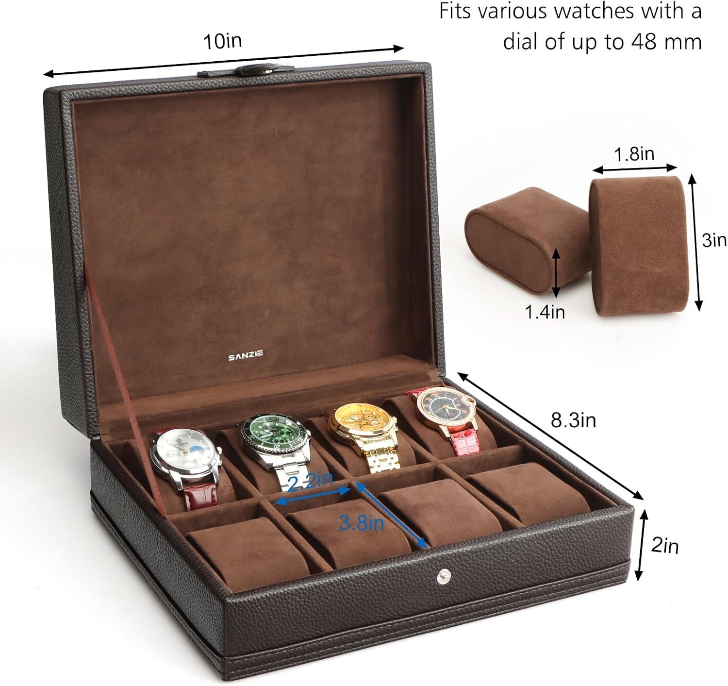 Quality 8-Slot Watch Box with Removable Pillows – Ideal Men’s Accessory