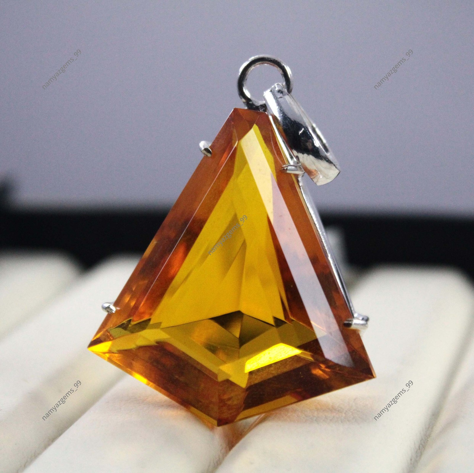 58.85 Ct Natural Imperial Topaz Loose Gemstone 925 Sterling Silver Pendant Fancy