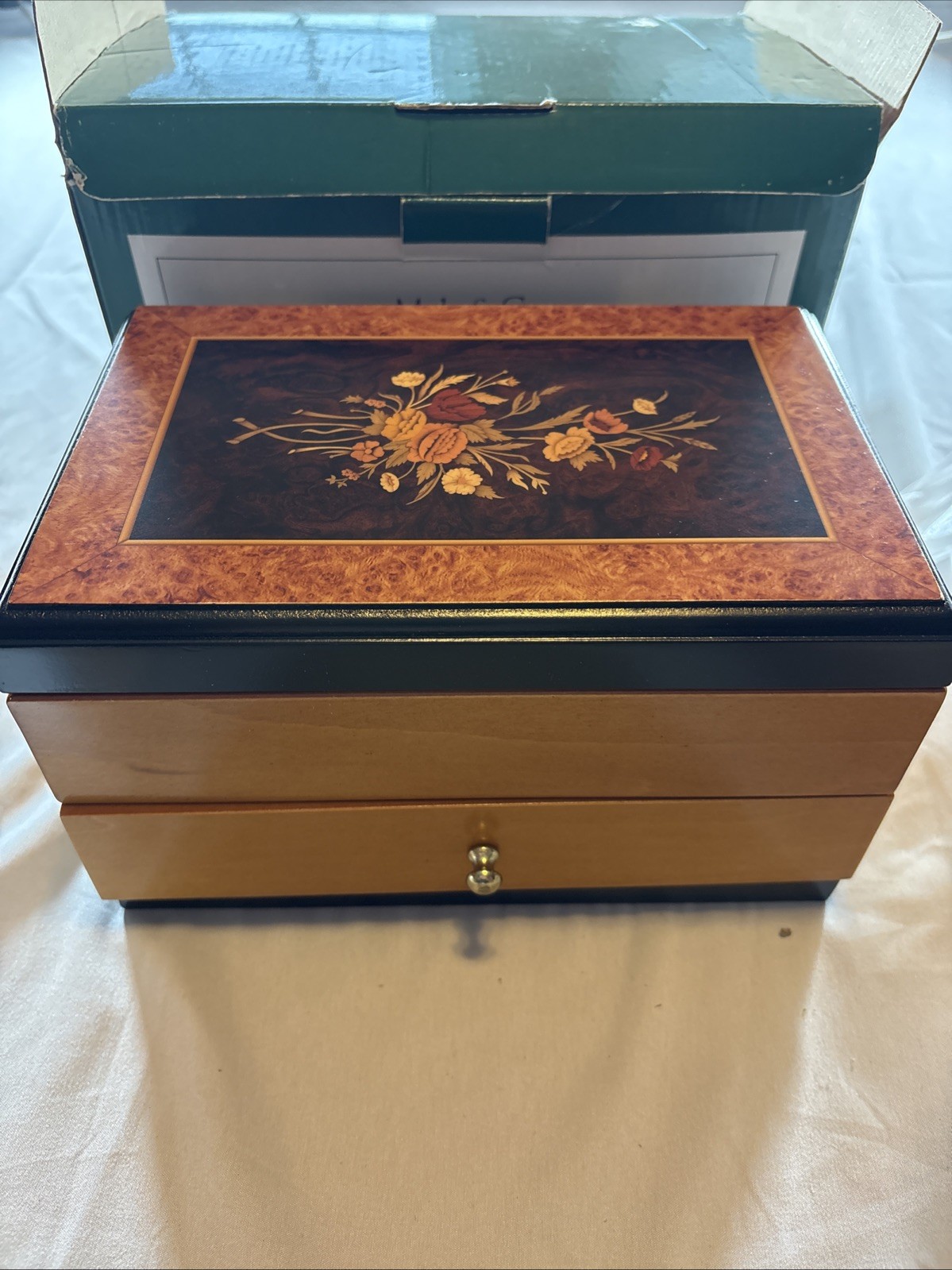 Mele & Co. Madison Burke Designs Walnut Composite Wood Jewelry Box 12x10x5