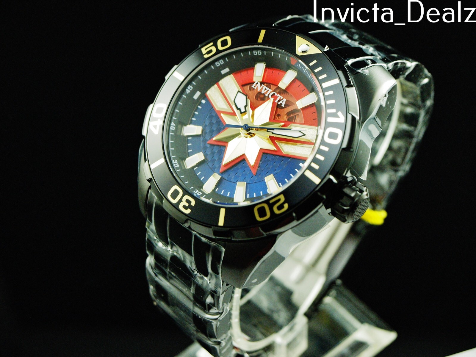 Invicta Men 52mm Limited Edition BOLT CAPTAIN MARVEL Automatic Black SS Watch