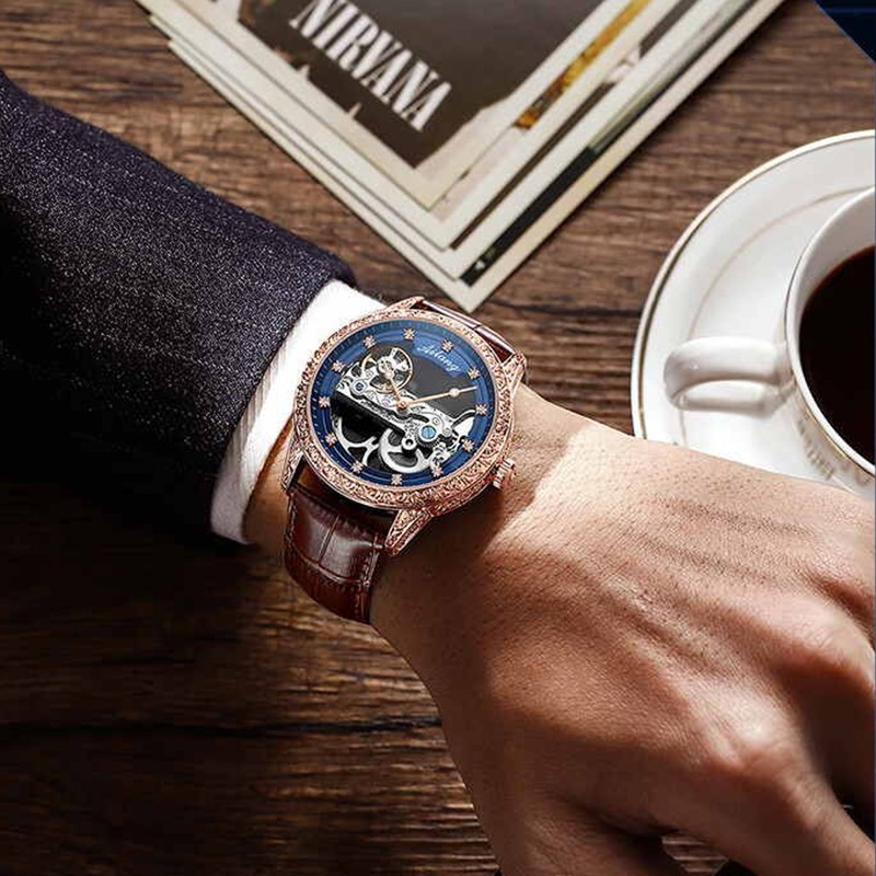 AILANG Men’s Automatic Mechanical Wristwatch Bridge Skeleton Sapphire Luminous
