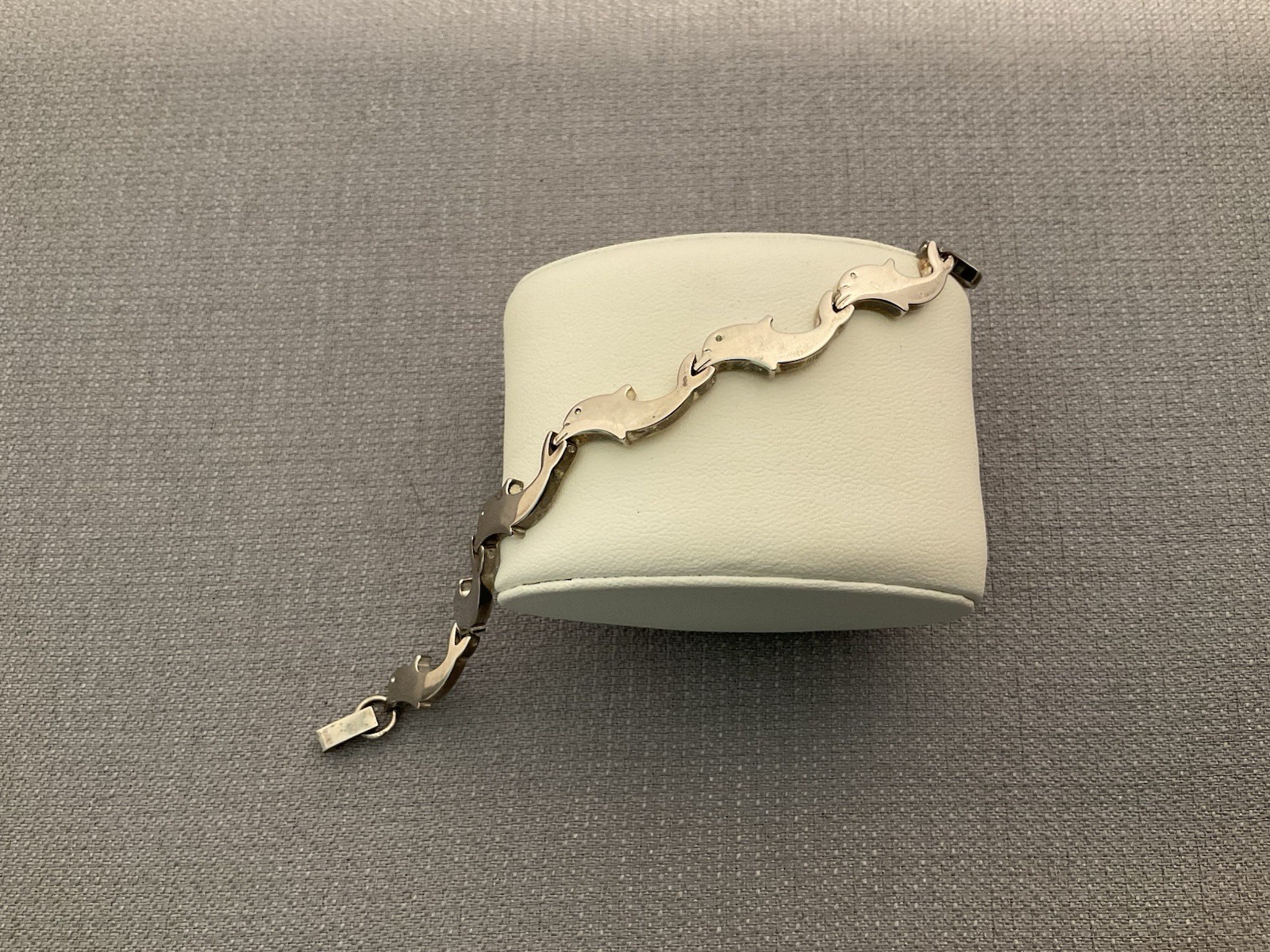 Sterling Silver Jumping Dolphin Link Bracelet 925, Fold Over Clasp, 18 Grams