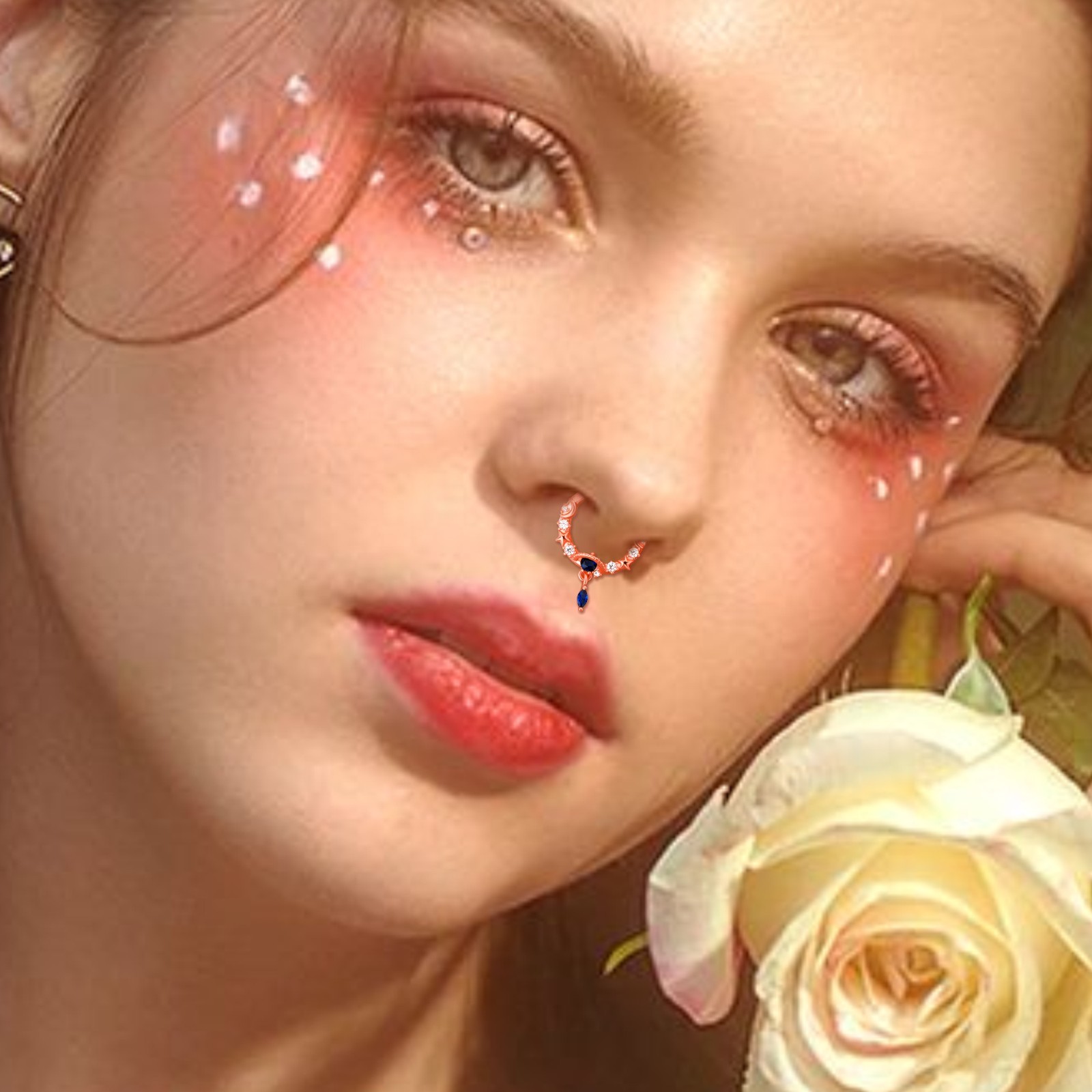 CZ Rose Gold Septum Clicker 16G Helix Cartilage Lobe Daith Conch Tragus Piercing