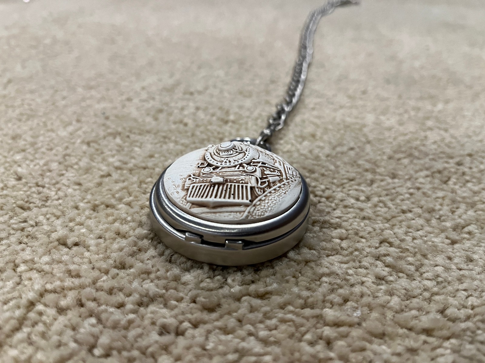 Cedar Creek Railroad Train Pocket Watch Quartz Japan Movement NEEDS BATTERY