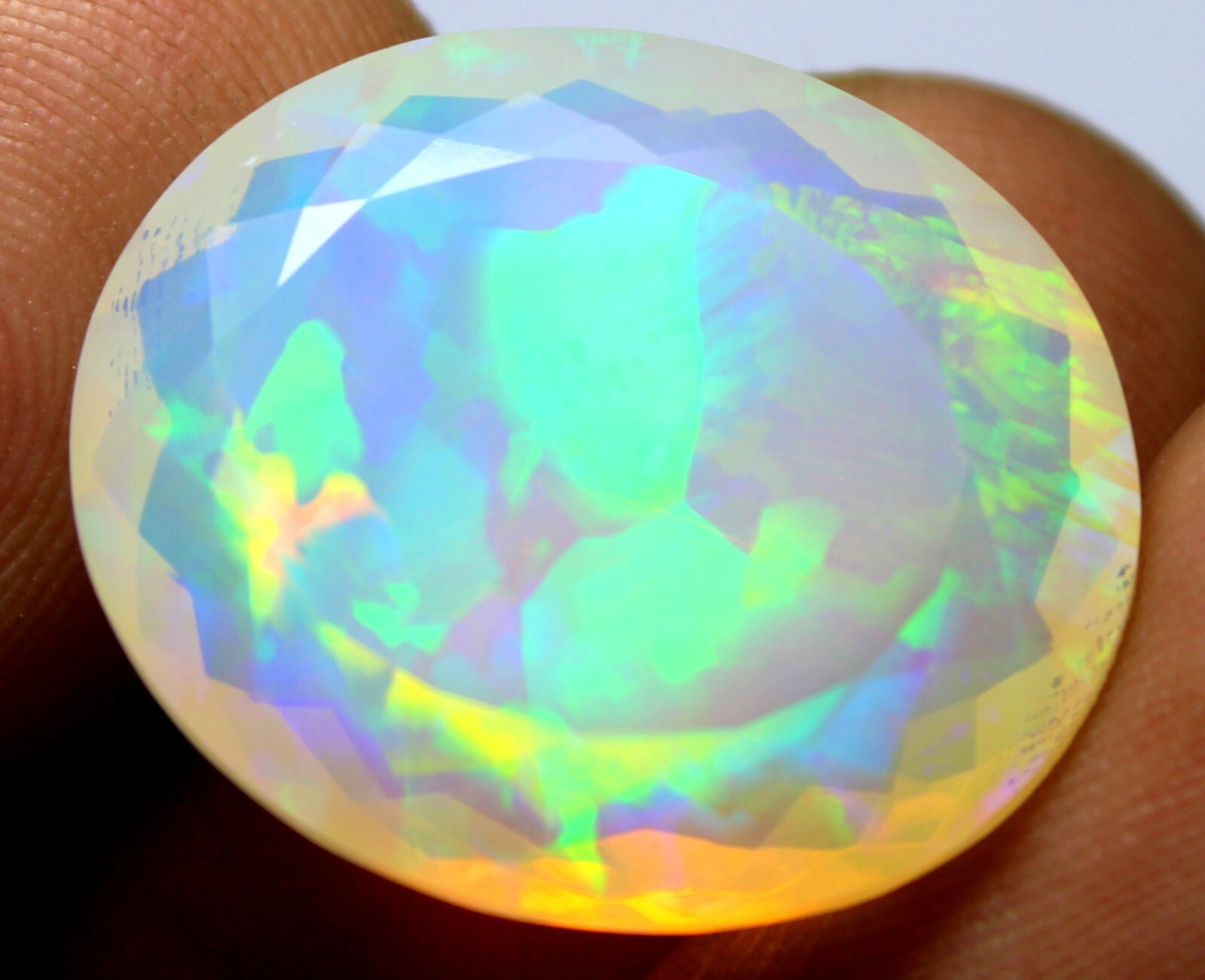 Natural Ethiopian Multi Fire Opal Faceted Loose Gemstone 13.90 Cts Certification