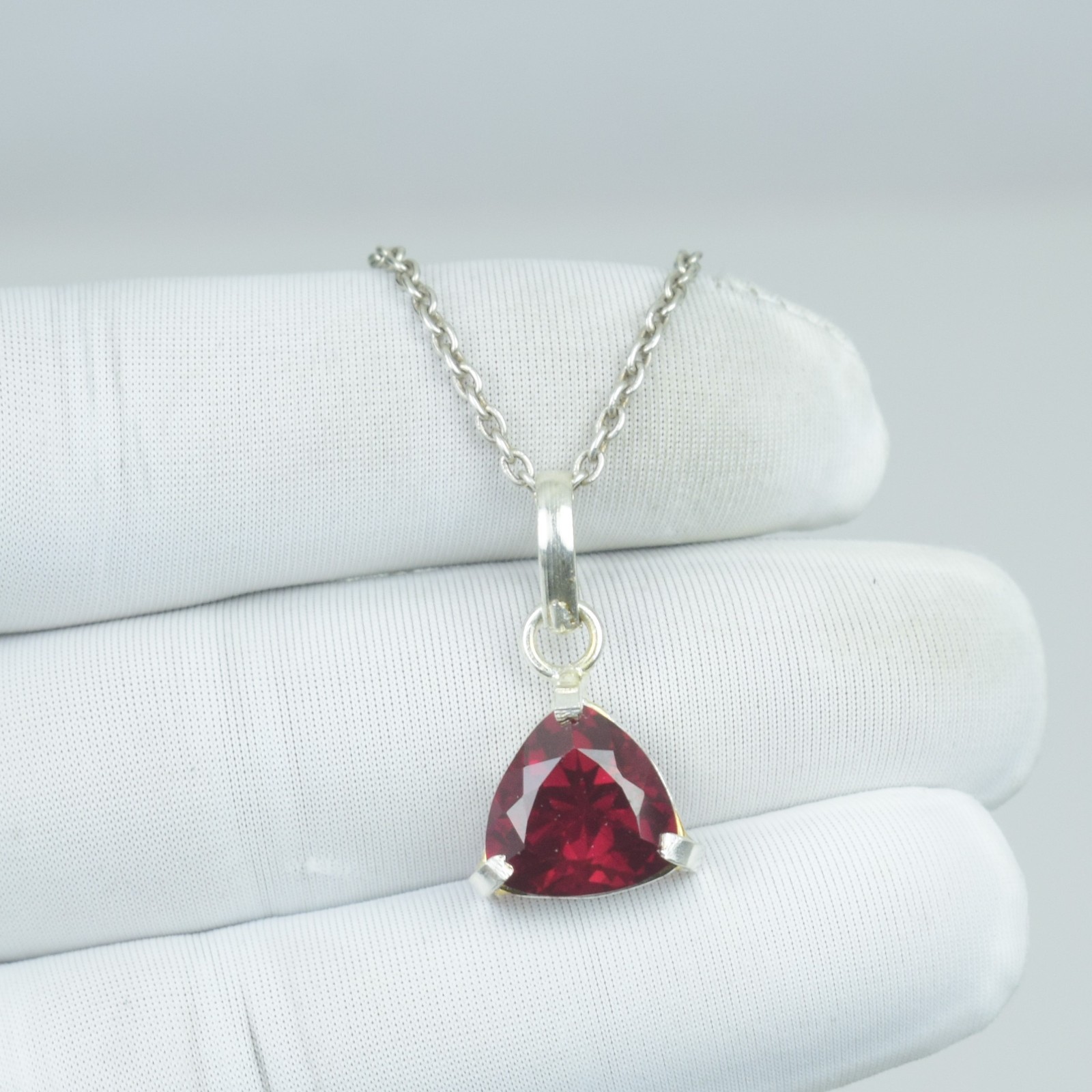 Garnet Red Sterling Silver January Gift For Ladies Pendant, Garnet Necklace,