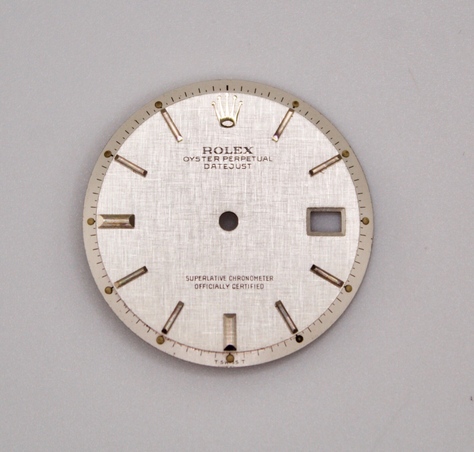 ORIGINAL Rolex Dial 36mm Datejust Silver S/S w Date Linen 1600/1601/1603 Swiss