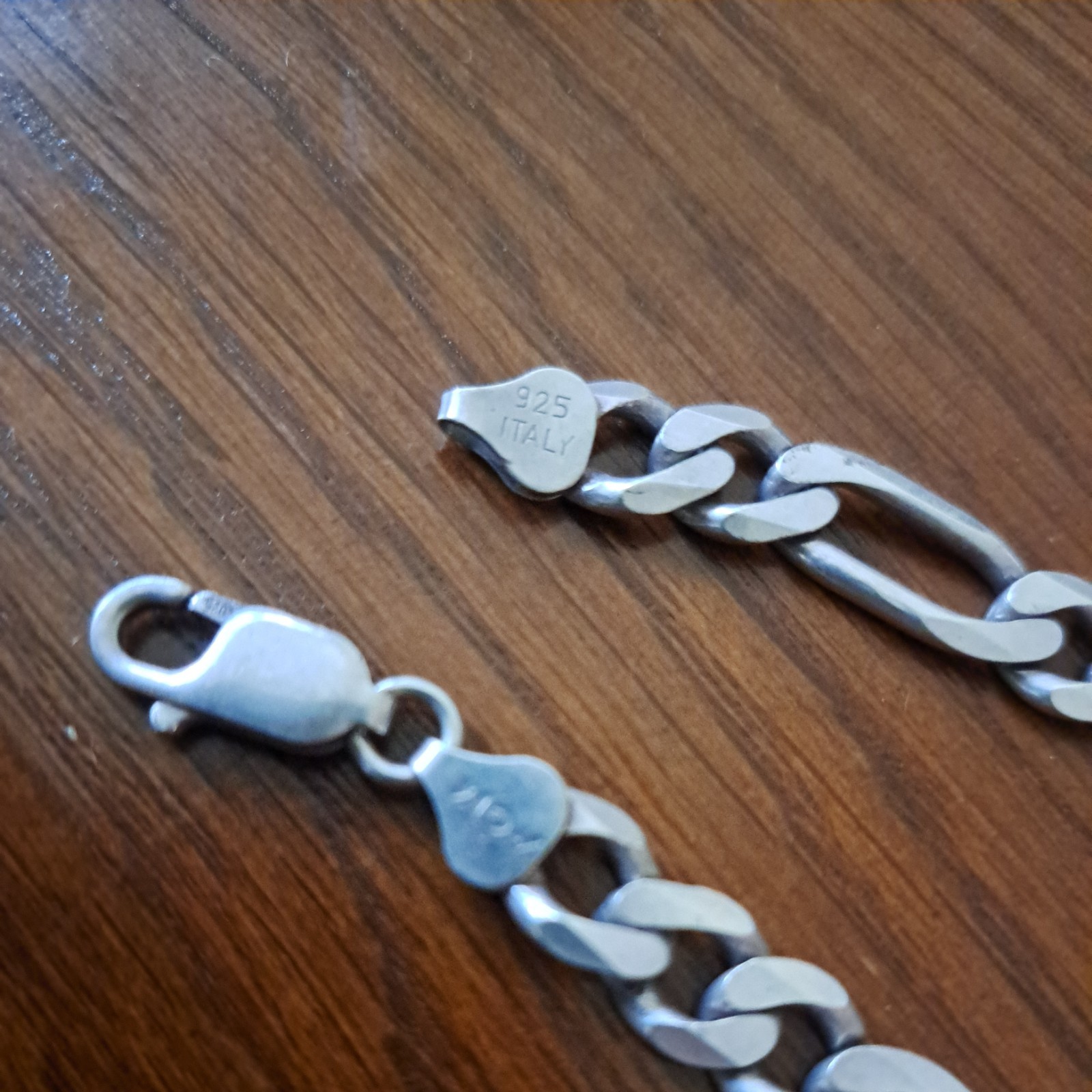 Italian Sterling Silver Men’s Figaro Necklace Heavy 52 Grams 22″