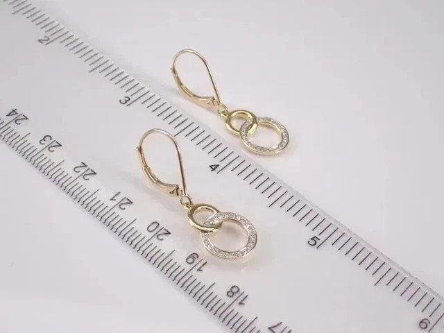 Circle Dangle Leverback Earrings 14K Yellow Gold Plated 1.40Ct Lab Grown Diamond