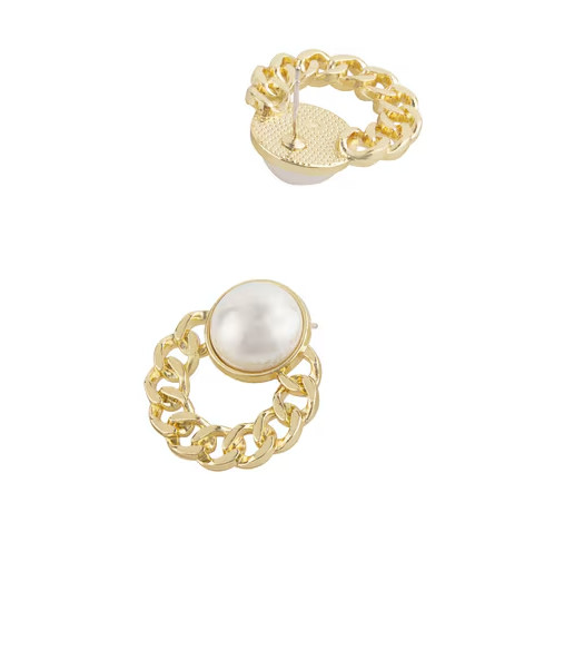 Classic Single Pearl & Gold Chain Earrings Design (Free Gift Box Included)
