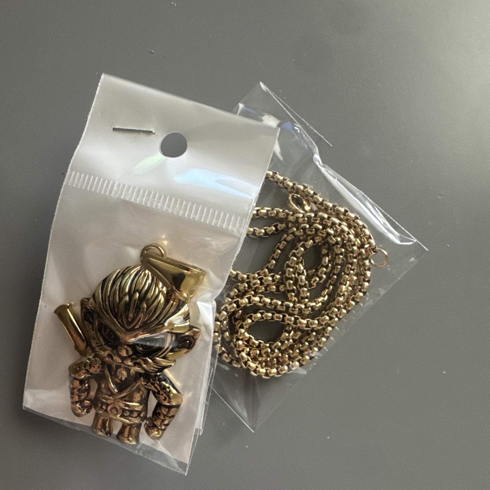 Gold Plated Monkey King Sun Wukong Chinese Mythology Pendant 24 Inch Chain Gift
