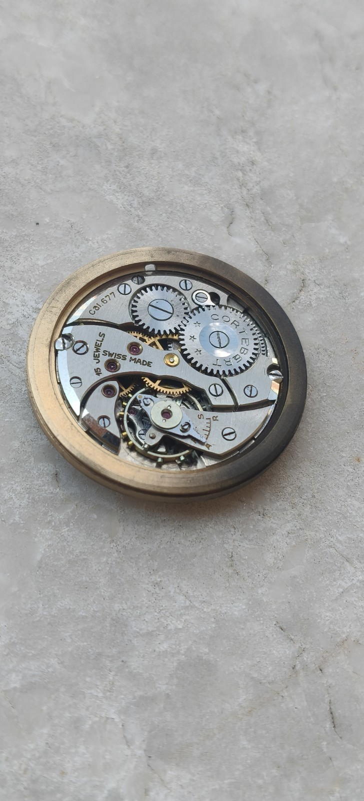 40s CORTEBERT SPIROFIX CAL 677 VINTAGE WATCH MOVEMENT MOVEMENT WATCHES BALANCE OK