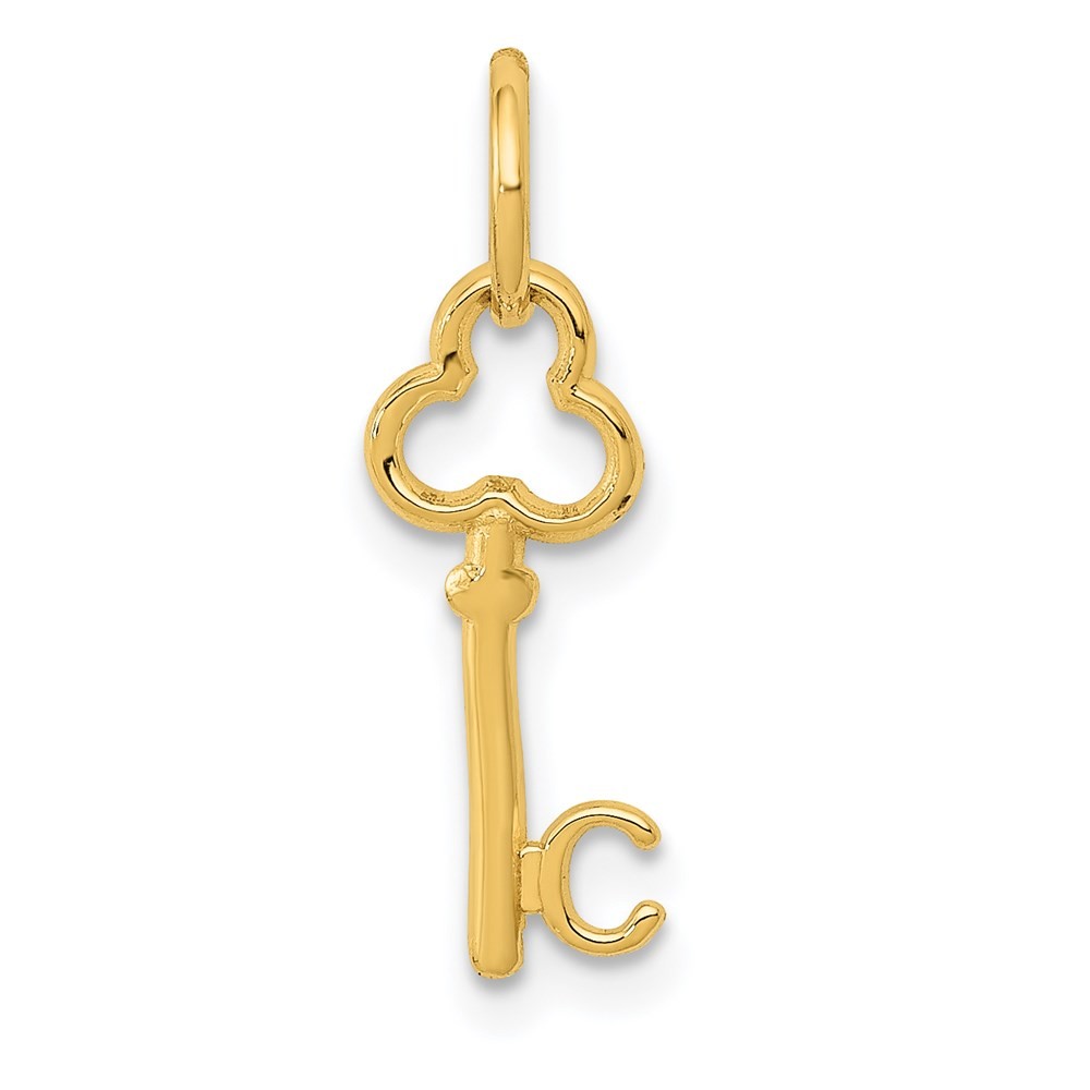 14K Yellow Gold Key Letter C Initial Charm Pendant; Length 15.53 mm; Wt. 0.27 g