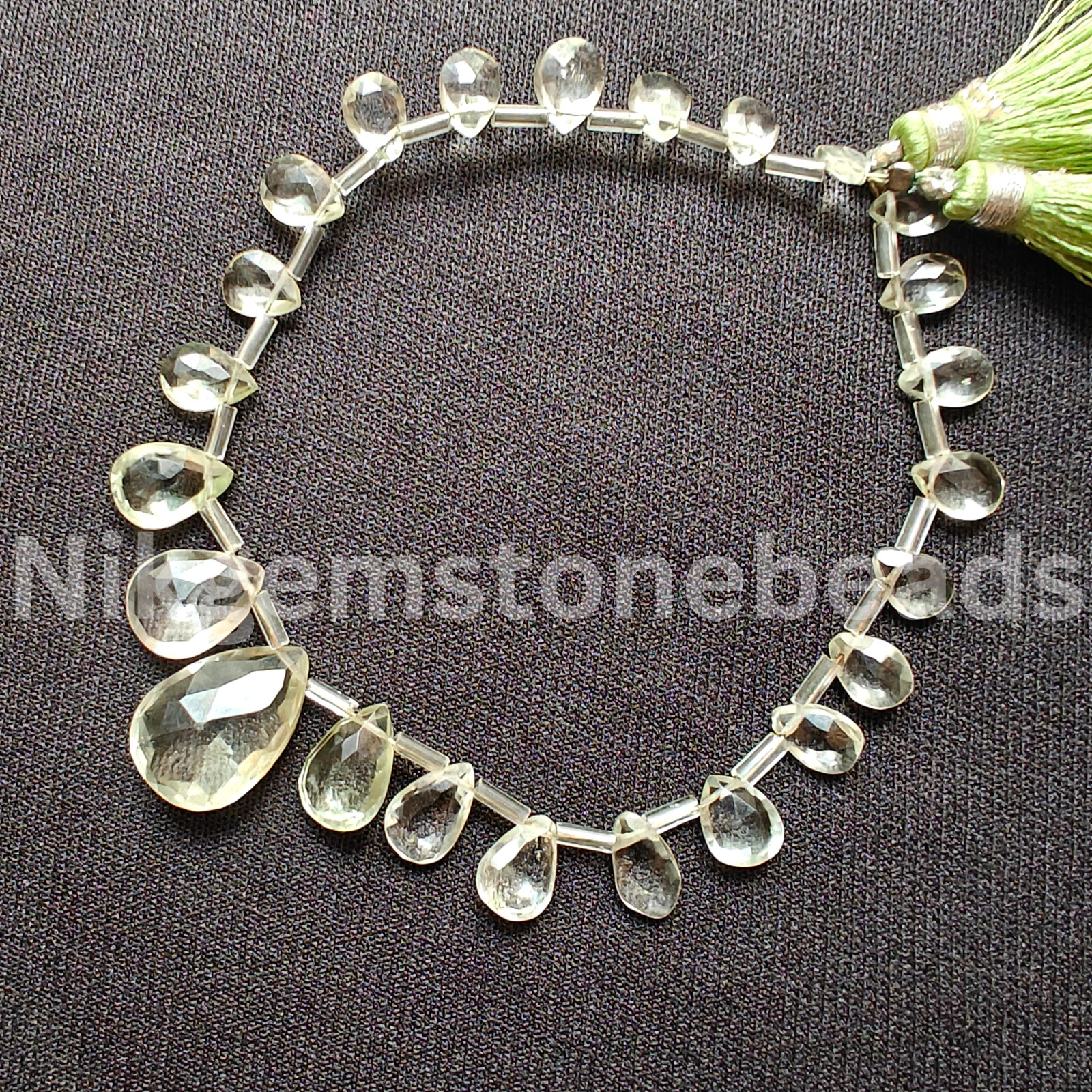 Natural Green Amethyst Beads, Briolette Faceted Pear Cut Gemstone, 7.50-17.50 MM