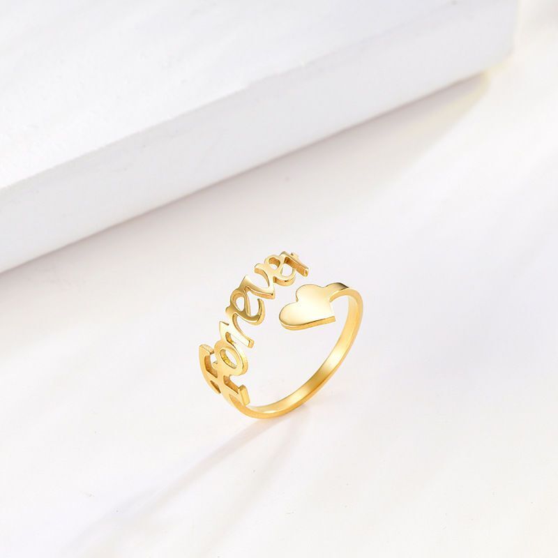 Personalized Name Ring Custom Engraved Stainless Steel Adjustable Band Gift