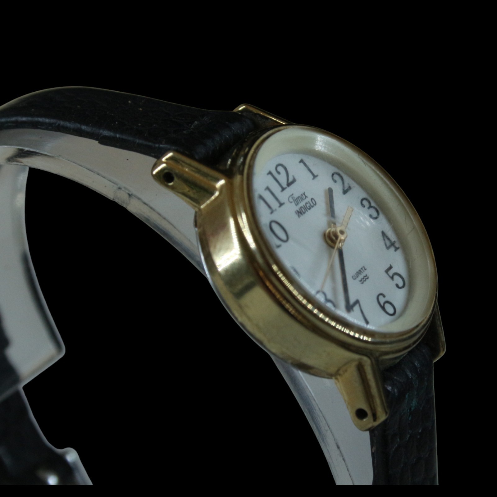 Timex Watch Lot Indiglo Easy Reader Gold & Black Leather Vintage MOP Pearl Work