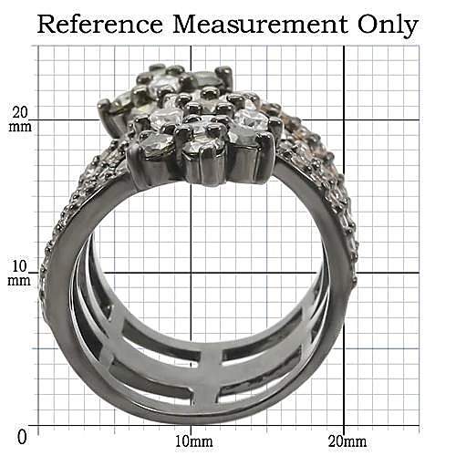 Women’s Floral Ring, Multicolor CZ, Ruthenium Plated, Brass, Wrap ring