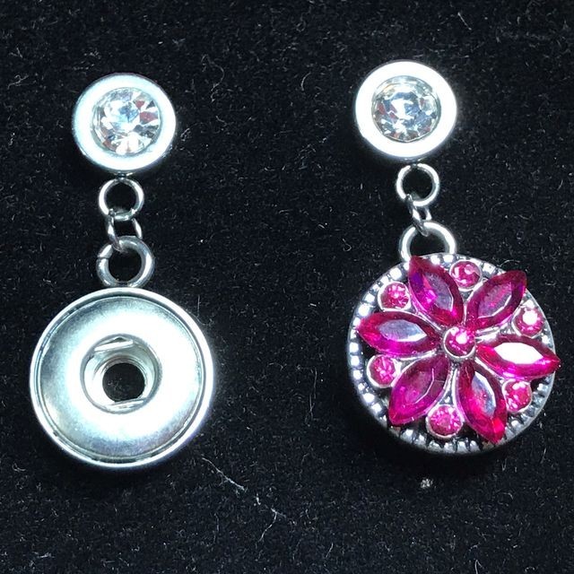 Mini Snap Jewelry Rhinestone Pink Flower fits 12mm Petite Ginger Accessories NEW