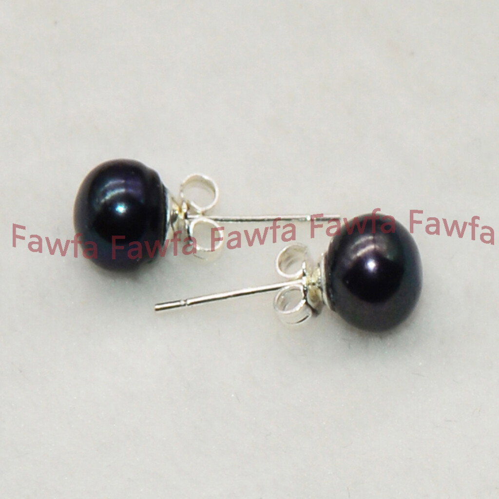 Wholesale Natural Genuine Multicolor Akoya Freshwater Pearl Silver Stud Earrings
