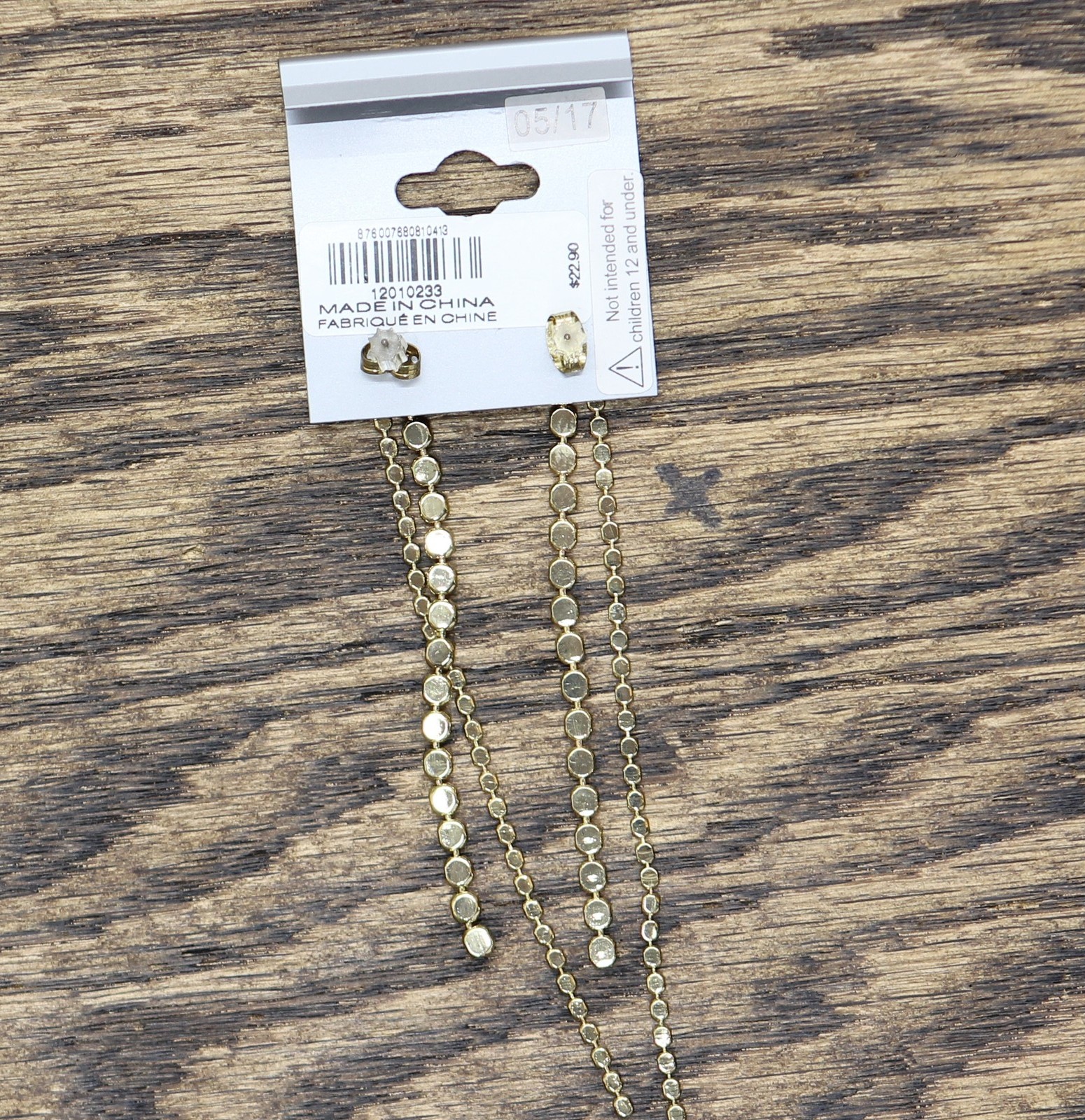 Express Womens Asymmetric Drop Chain Dangly Earrings Gold Yellow 3.25″