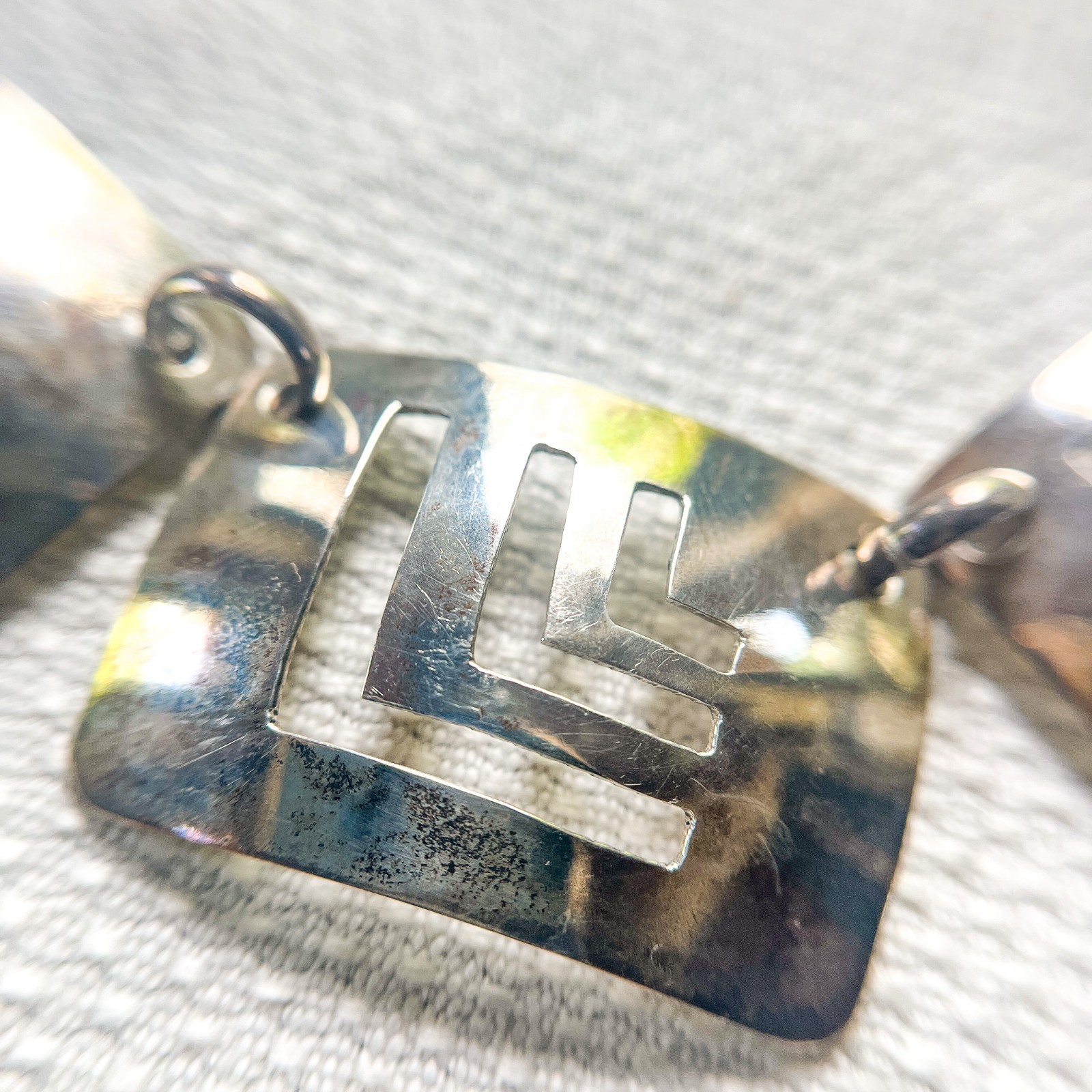 Vintage Modernist Sterling Silver Geometric Necklace Artisan Studio 22 Grams 925