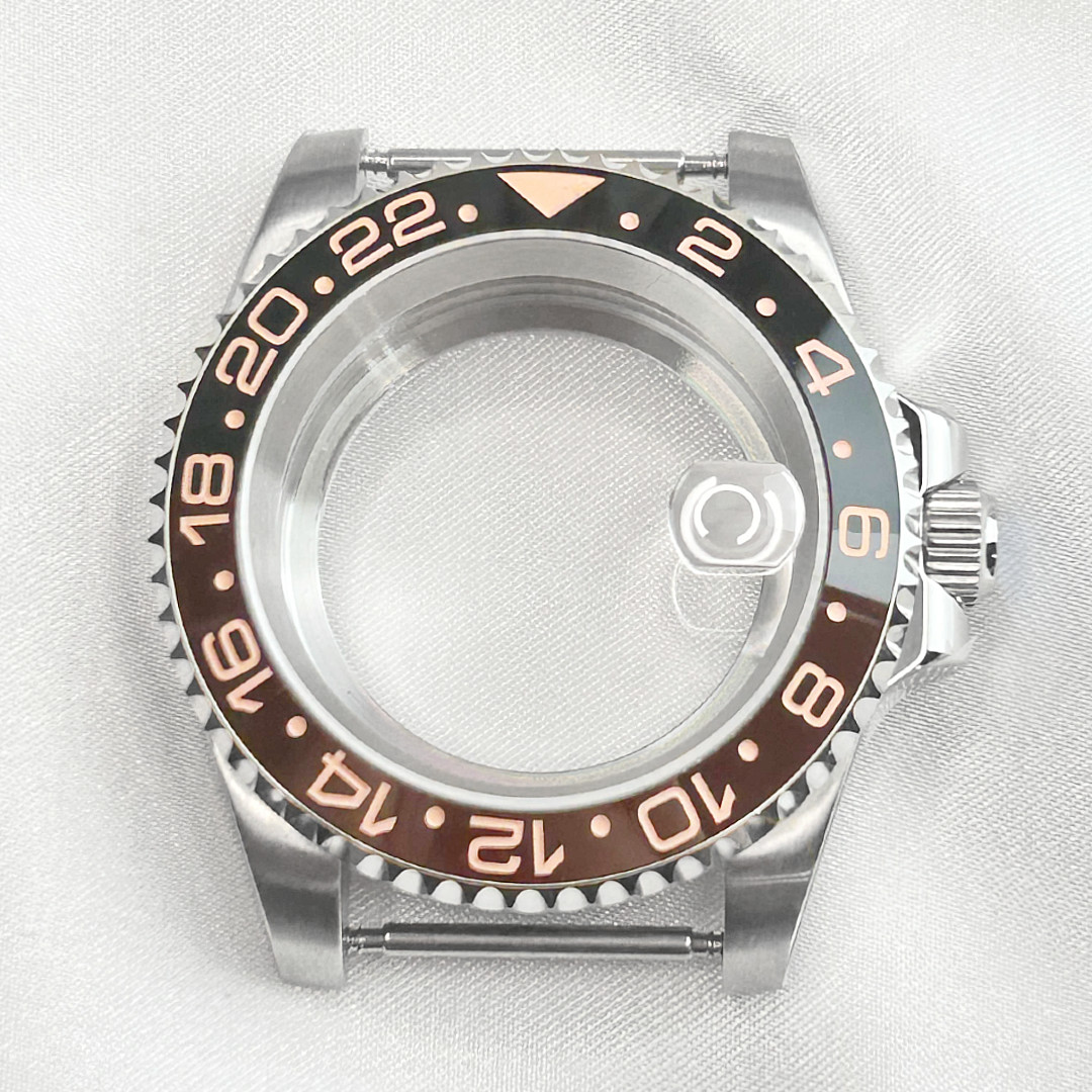 40mm Silver 28.5mm Dial Brushed Watch Case+Sapphire Glass For nh35 nh34 Movement