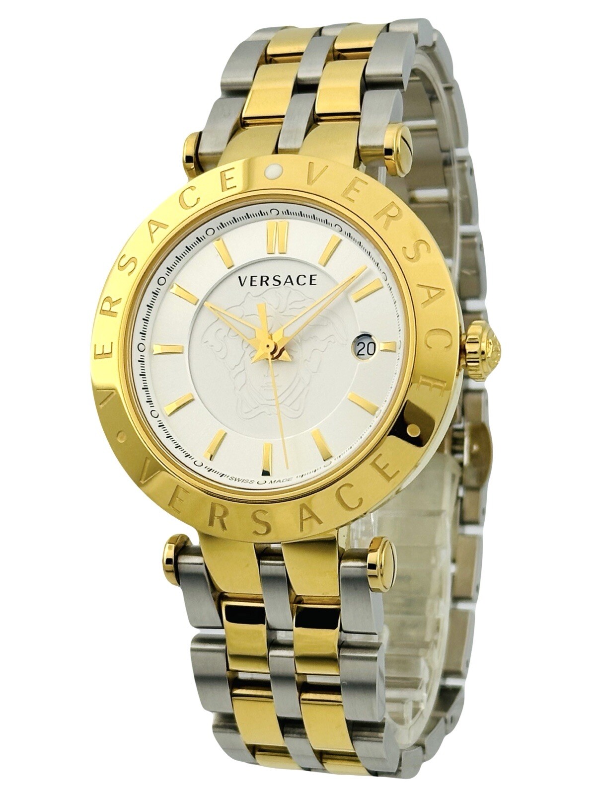 Versace VQP080015 V-Race 42mm Two-Tone Bicolour IP 2N + Silver Bracelet Watch