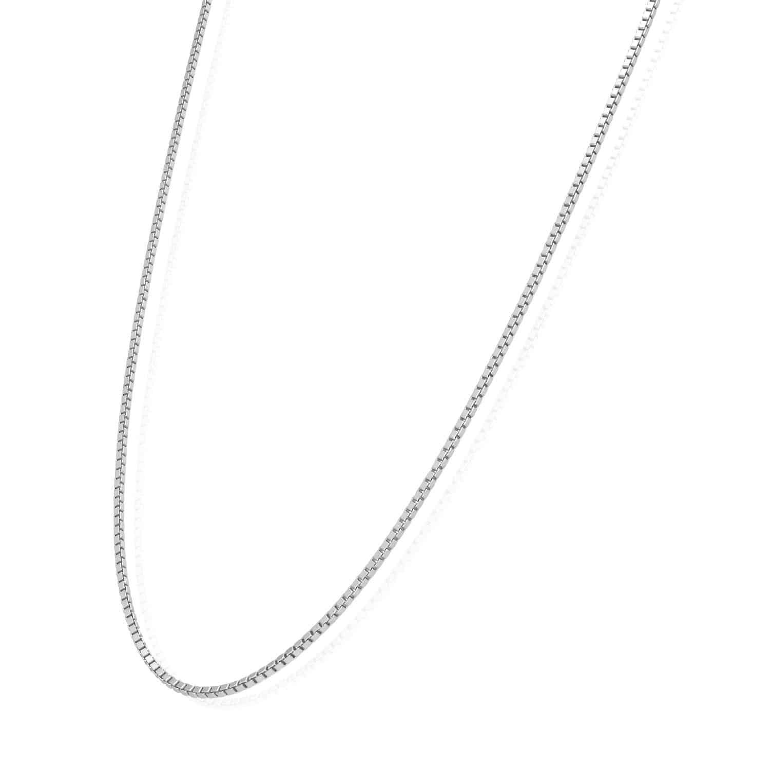 18K White Gold Over Sterling Silver 1.2mm Box Chain Necklace 16″-24″