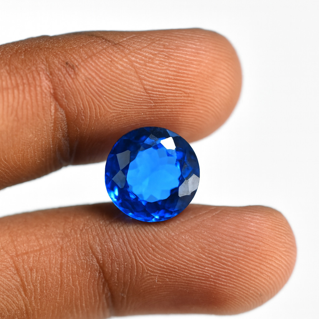 10 Ct Natural Ceylon Blue Sapphire Round Cut Certified Flawless Loose Gemstone