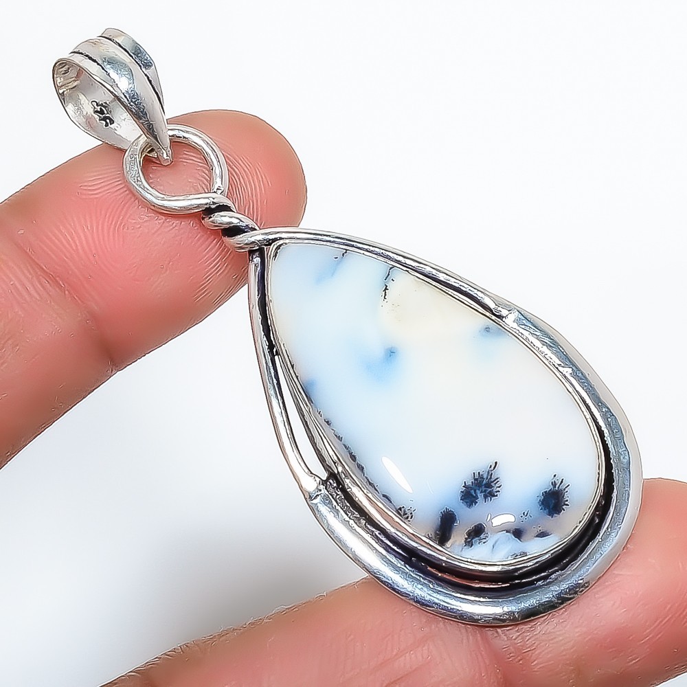 Gift For Her 925 Sterling Silver Dendritic Opal Gemstone Jewelry Pendant