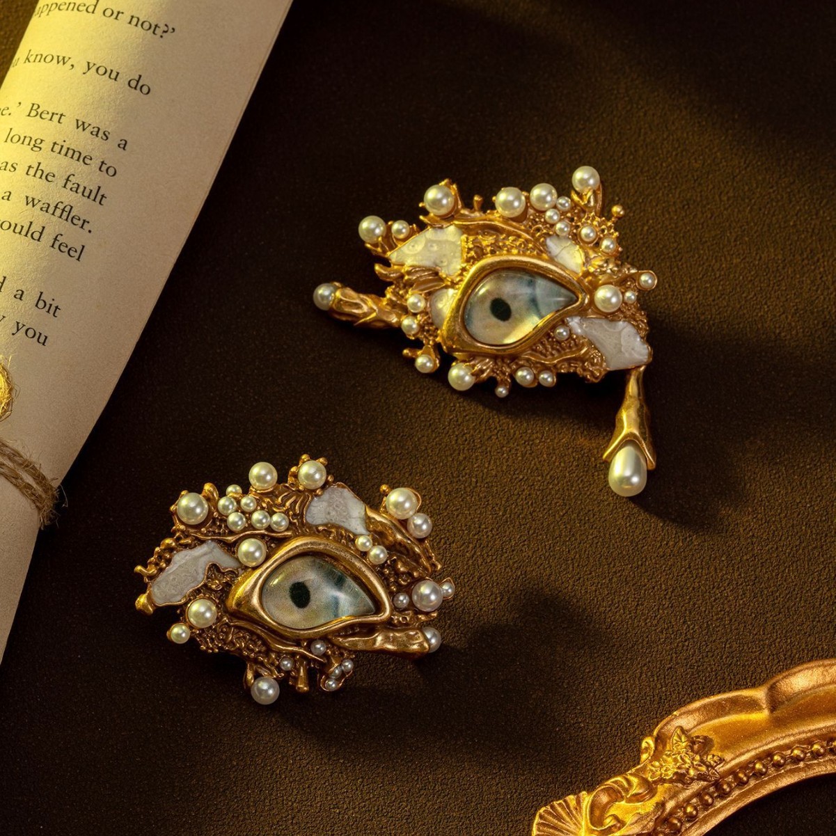 Vintage Evil Eye Pearl Drop Earrings Statement Bold Chic