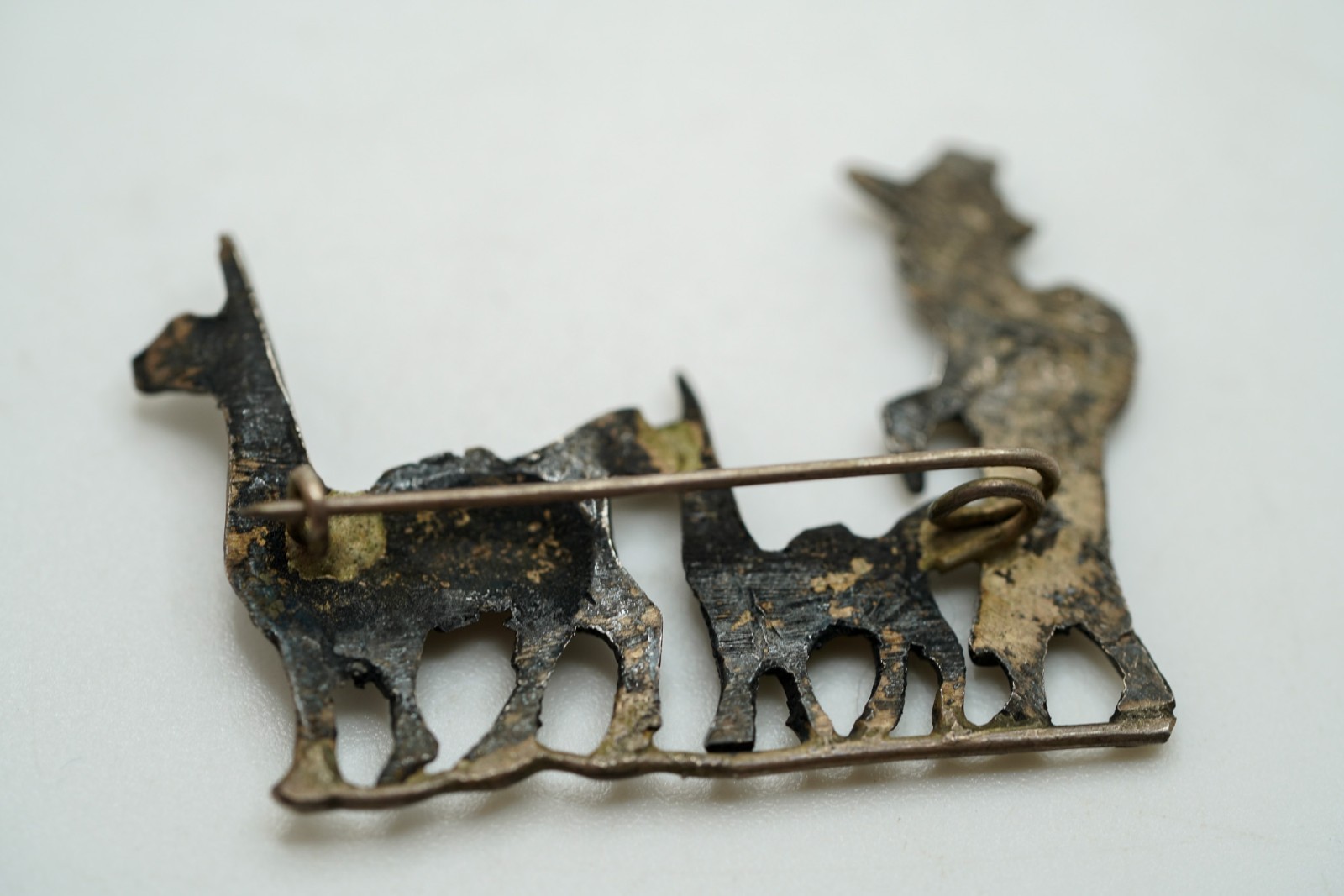 Vintage Sterling Silver LLAMA FARMER Brooch 3.6cm JB49