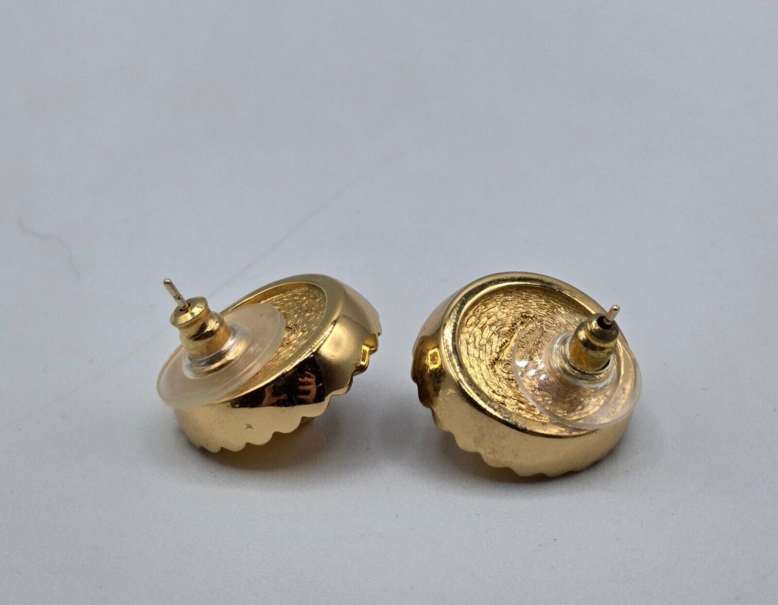 Christian Dior Earrings Faux Citrine Faceted Round Studs Inverted Stones