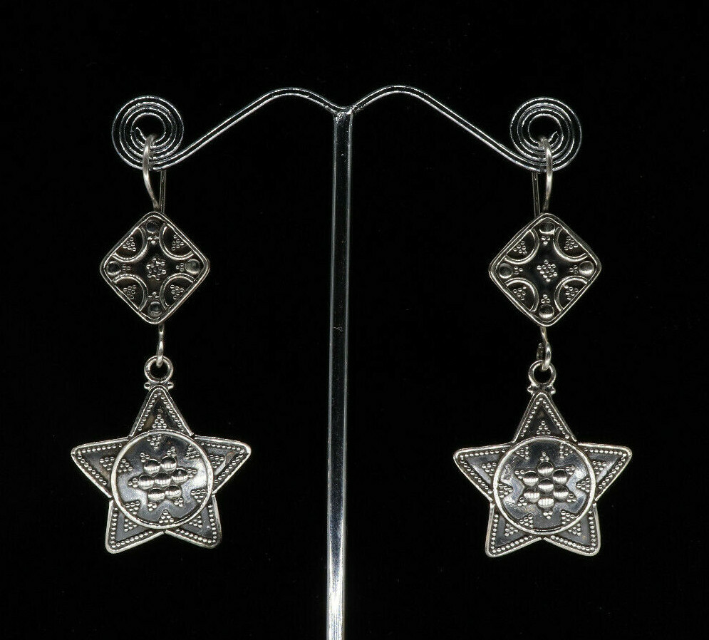 Star Shaped Earring, 925 Sterling Silver, Dangling Earrings, Prom Night Gift