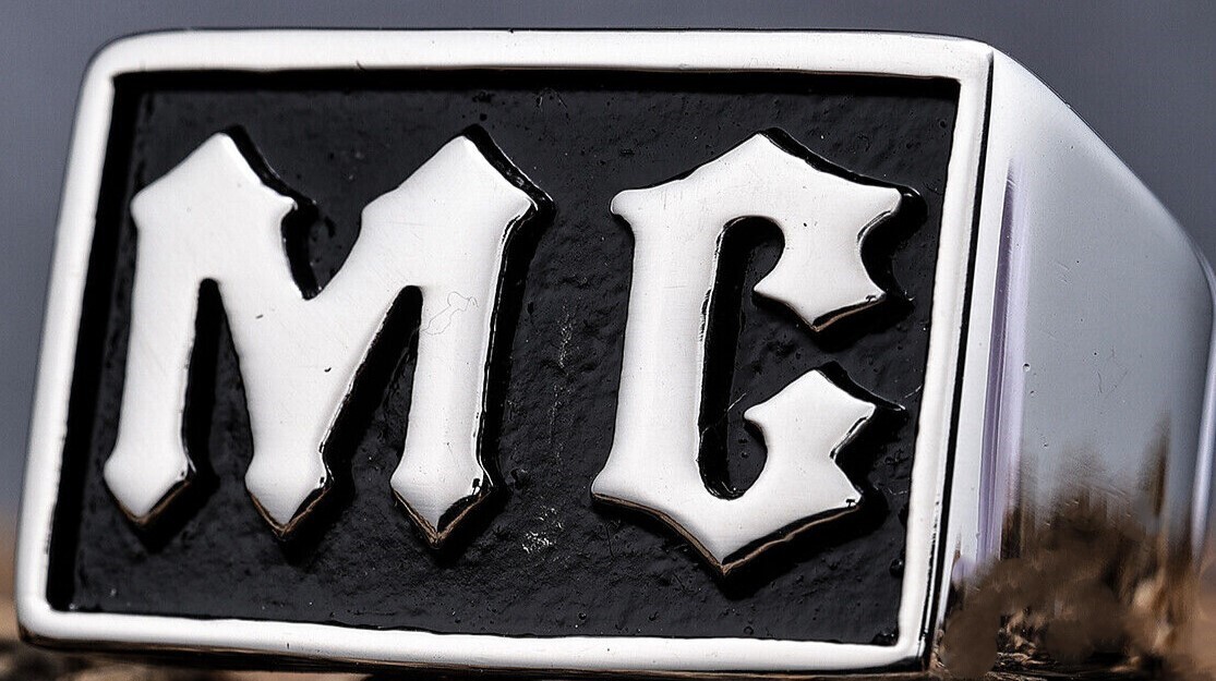 MC Ring Stainless Black Motorcycle Club Biker Sz 7 thru 15