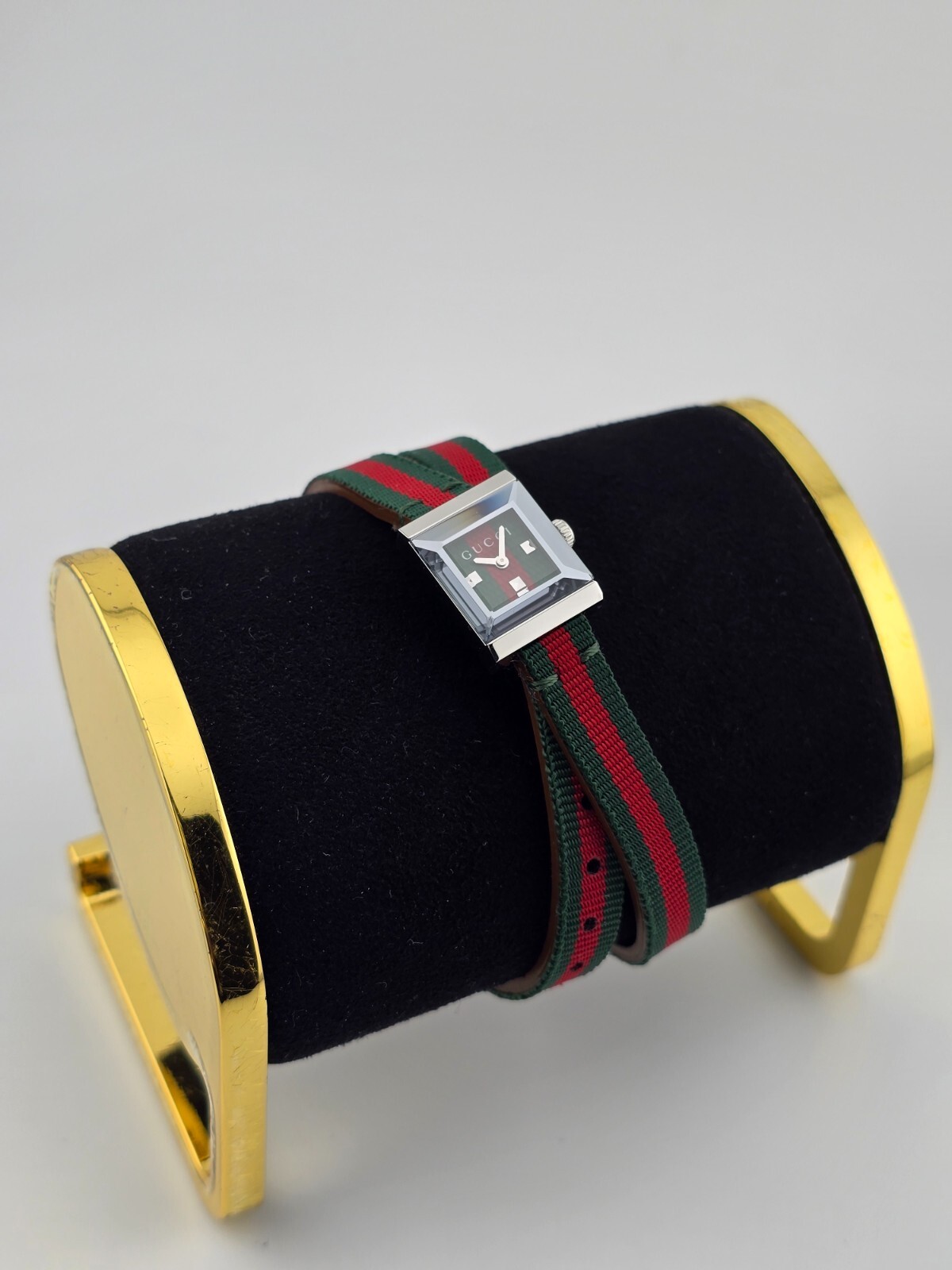 Gucci Women’s G-Frame Green and Red Dial Quartz Watch – YA128528 ($920 MSRP)