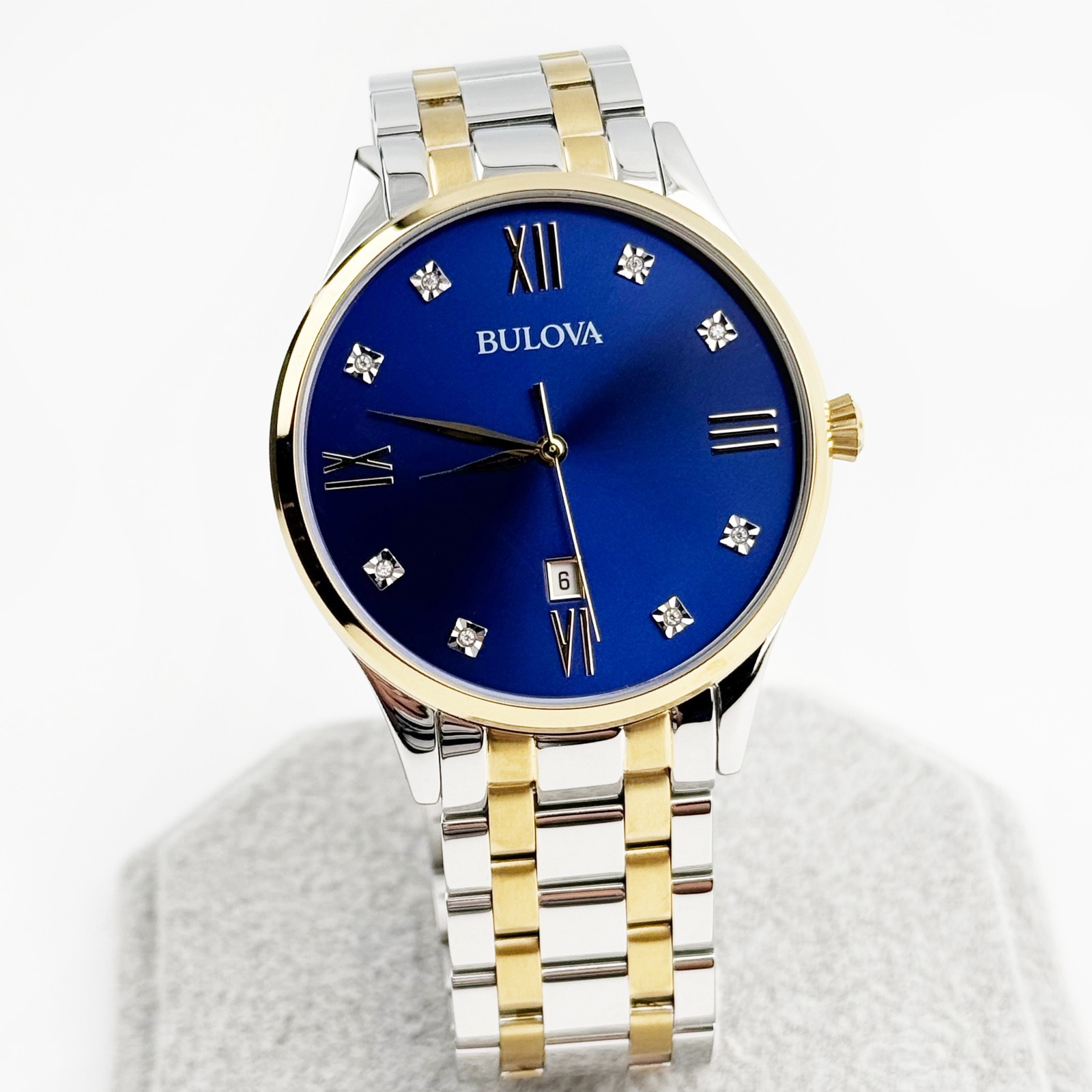 Bulova Diamond Classic Luxury Date Formal Quartz Men’s Watch 40 mm 98D130