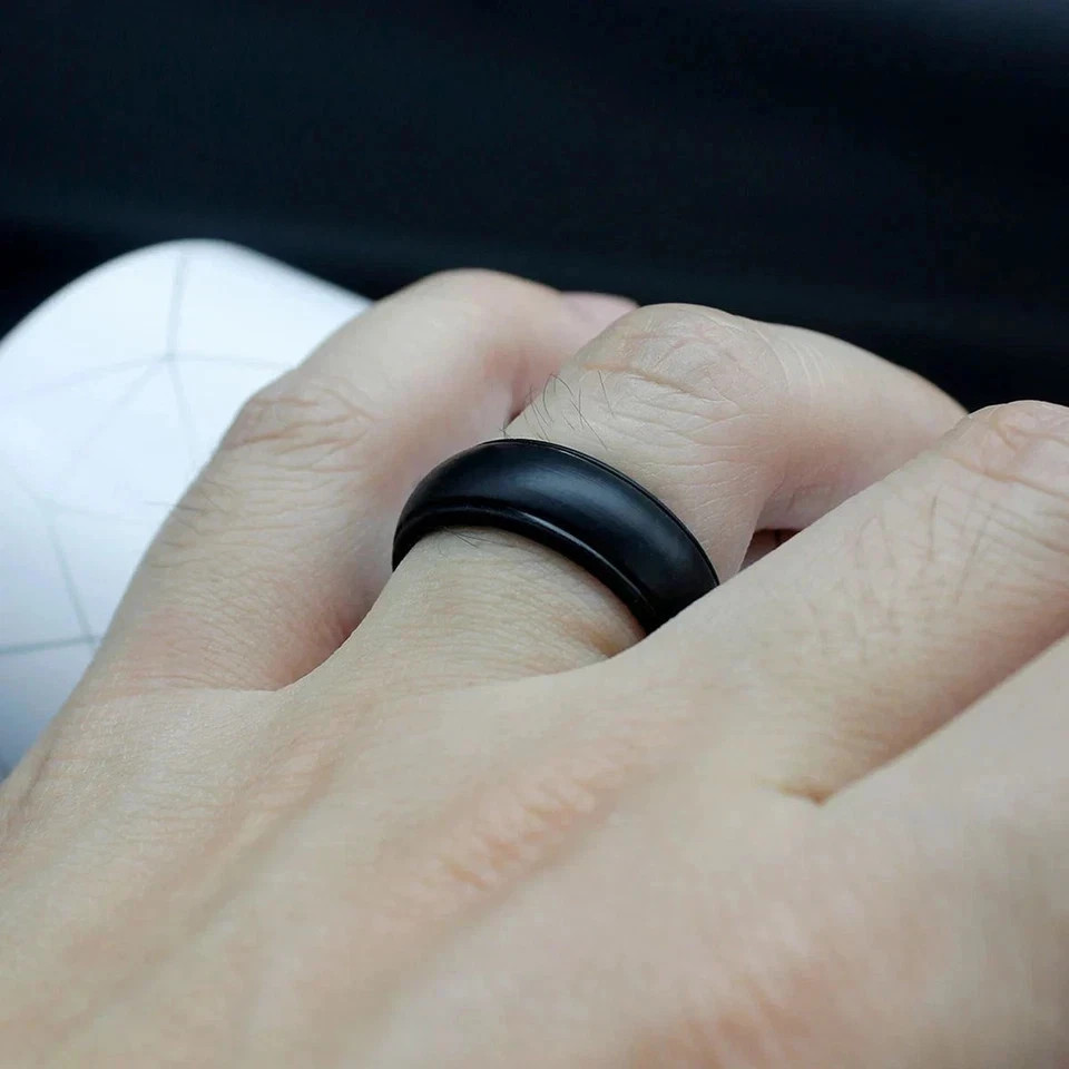 Silicone Flexible Wedding Ring Engagement Rubber Band Sport Gym Men Women