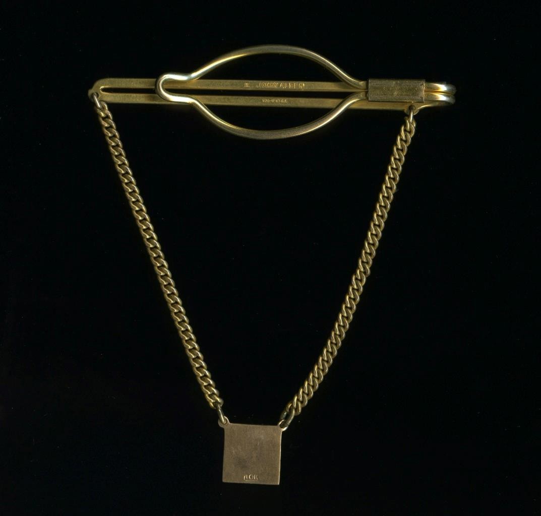 10K Solid & 12K 1/20 Yellow Gold filled 7.83 Gram 75mm Tie Holder Keeper Pin *LP