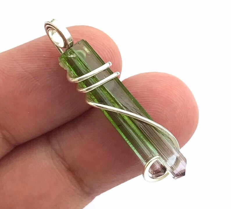 12.70 TCW Long Top-Quality watermelon tourmaline necklace watermelon Crystal