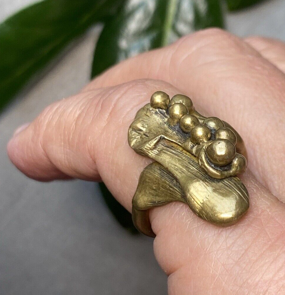 Antique Vintage Art Nouveau Bronze Ring Estate Jewelry Pre-owned Calla Size 4