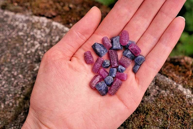 Natural Unheated CERTIFIED Ruby Raw + Sapphire Loose Gemstone Rough Mix 100Carat